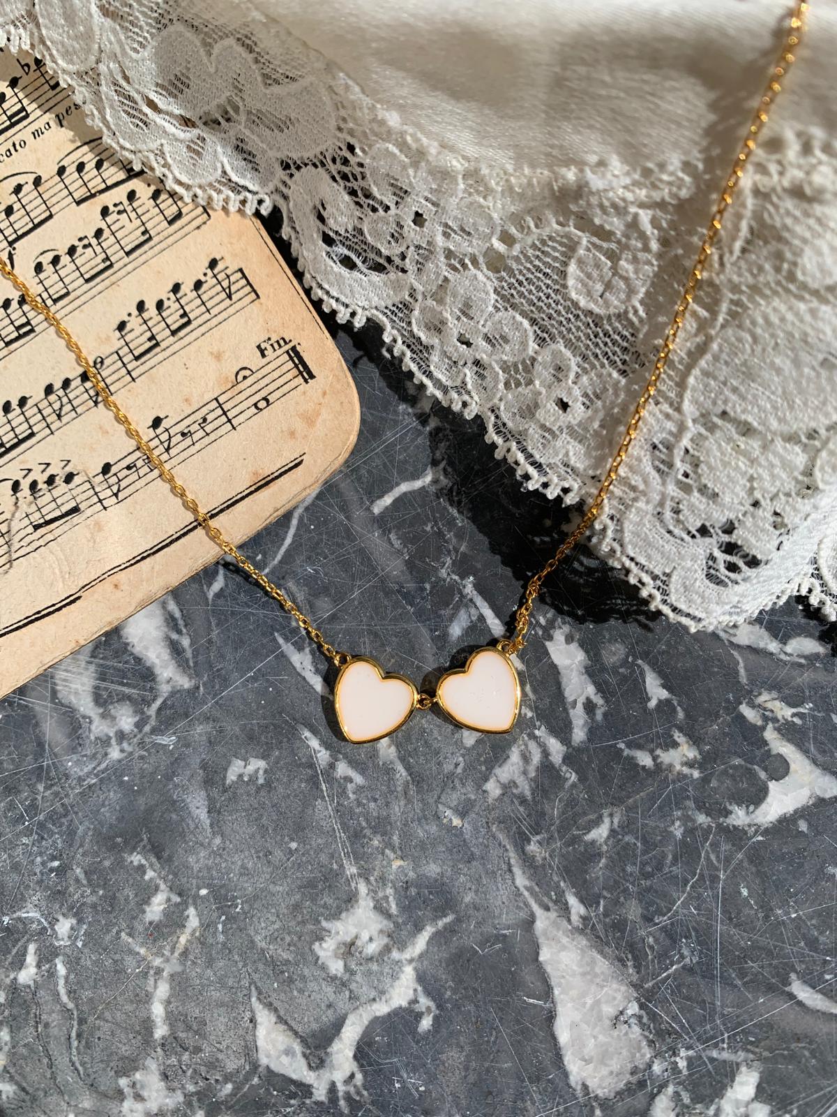 Collier Lait Maternel 2 Cœurs Famille - Bijou Double Cœur Enfants