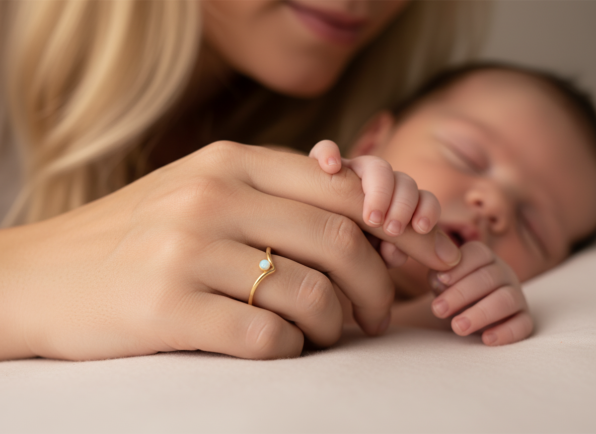 Bague Lait Maternel Tout en Finesse Délicate - Bijou Élégant Discret