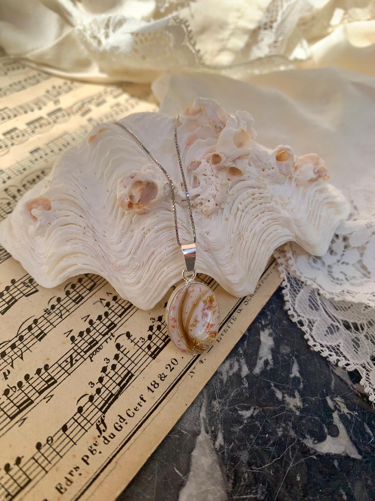 Pendentif Oval Lait Maternel Cheveux Bébé Argent 925 - Bijou Souvenir Précieux