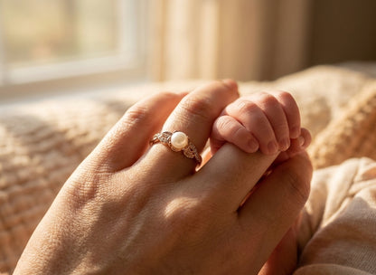 Bague Lait Maternel Rose Perle Lactée — Souvenir Allaitement | Cherinel