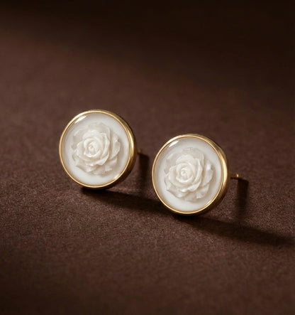 Boucles d'Oreilles Lait Maternel Fleur Lactée Relief - Bijou Artisanal Gold Filled