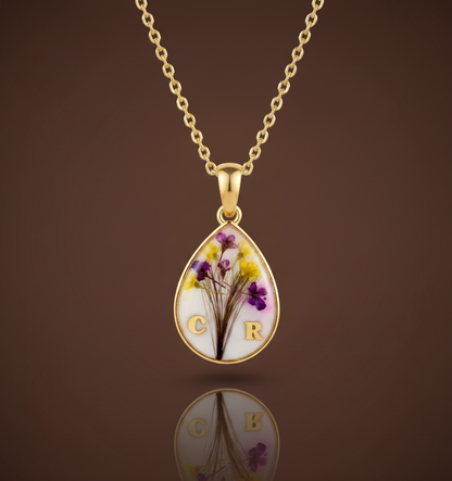 Pendentif Lait Maternel Bouquet Fleuri - Bijou Personnalisé Cheveux Initiales