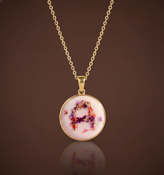 Pendentif Lait Maternel Initiales Fleuries - Bijou Personnalisé Motif Floral