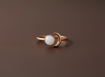 Bague Réglable Lait Maternel LUNE - Bijou Ajustable Croissant