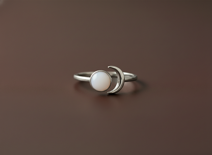 Bague Réglable Lait Maternel LUNE - Bijou Ajustable Croissant