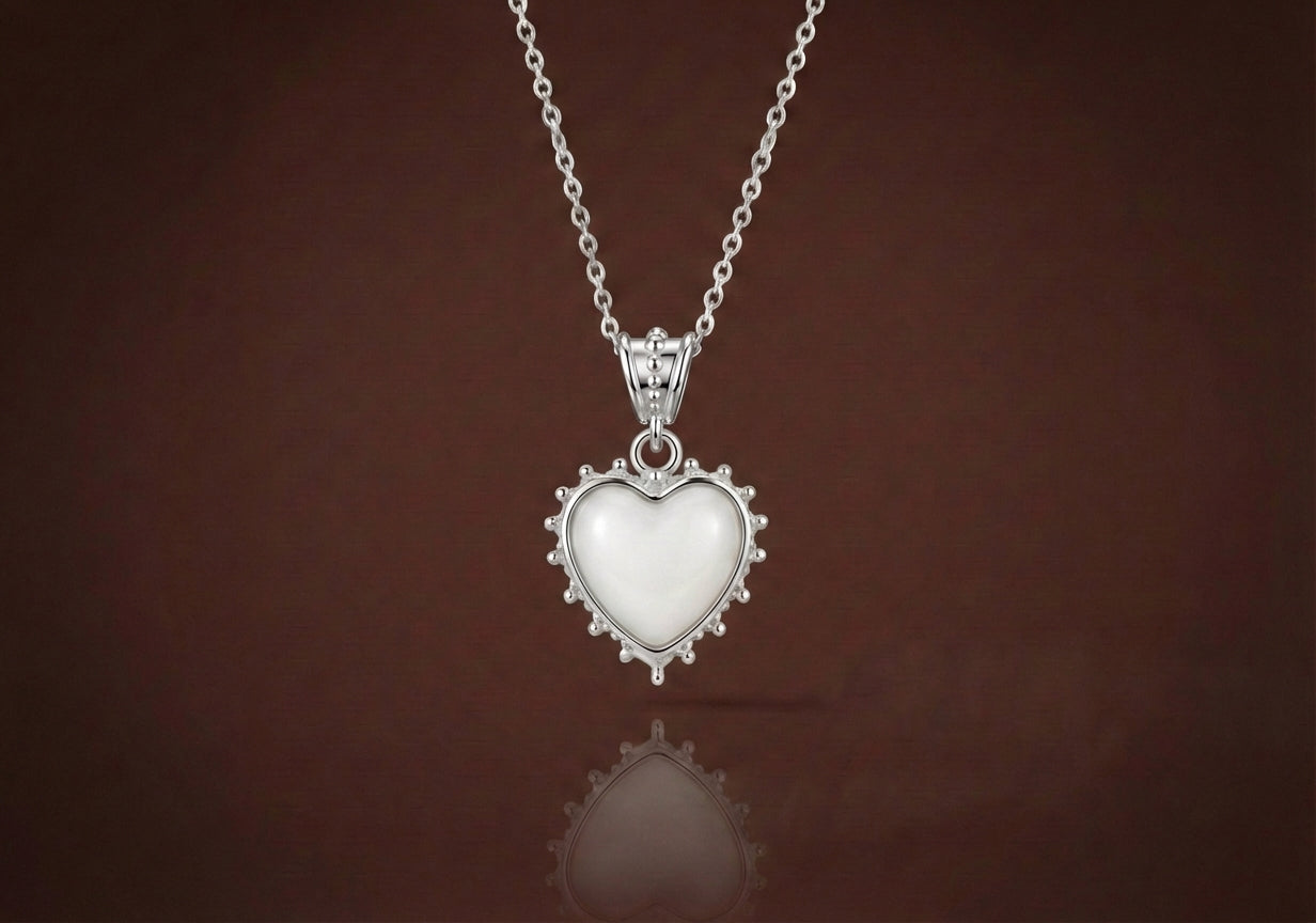 Pendentif Cœur Boho Lait Maternel - Bijou Souvenir Allaitement Artisanal