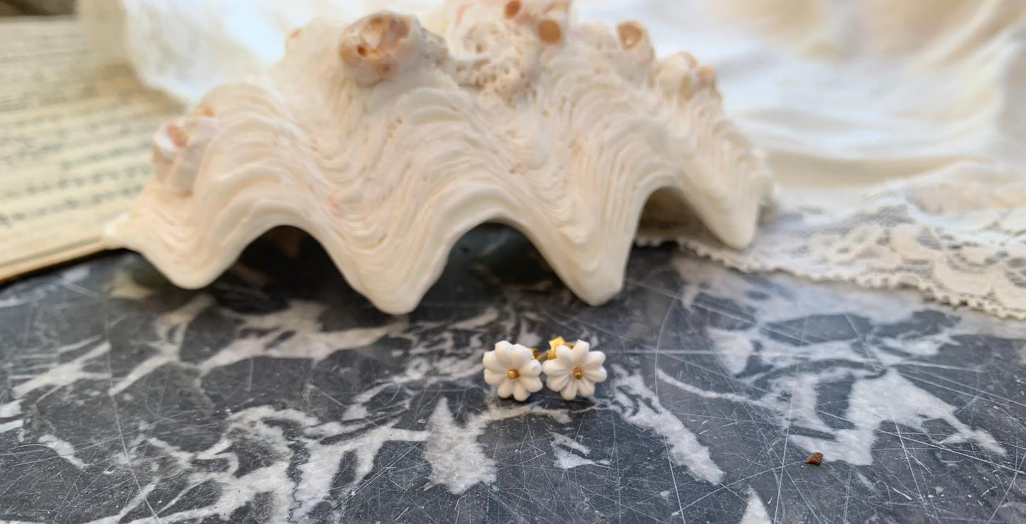 Boucles d'Oreilles Pâquerettes Lait Maternel - Bijou Souvenir Allaitement