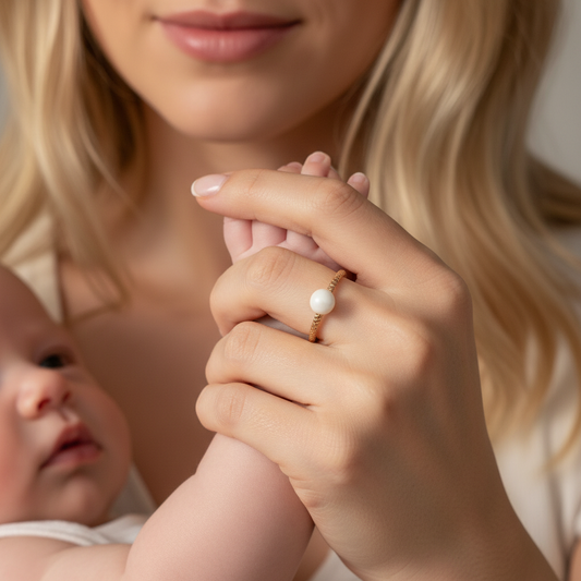 Bague Lait Maternel Perle Élégante - Bijou Classique Intemporel