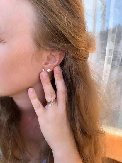 Boucles d'Oreilles Pâquerettes Lait Maternel - Bijou Souvenir Allaitement