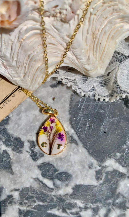 Pendentif Lait Maternel Bouquet Fleuri - Bijou Personnalisé Cheveux Initiales