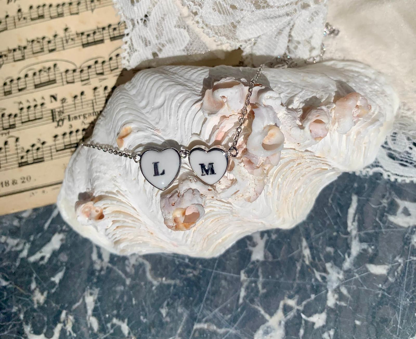 Pendentif Cœur Lait Maternel Argent 925 - Initiales Personnalisées